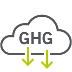 Image of a cloud indicating greenhouse gas reduction with green arrows