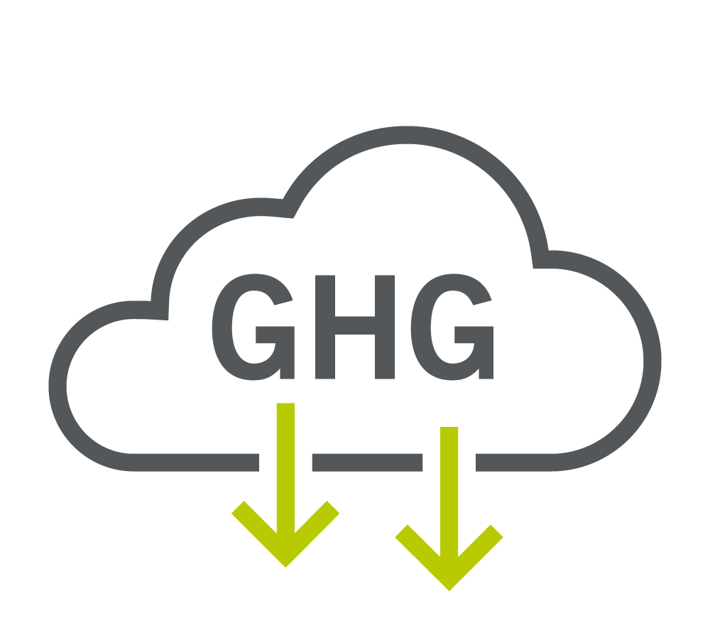 Image of a cloud indicating greenhouse gas reduction with green arrows